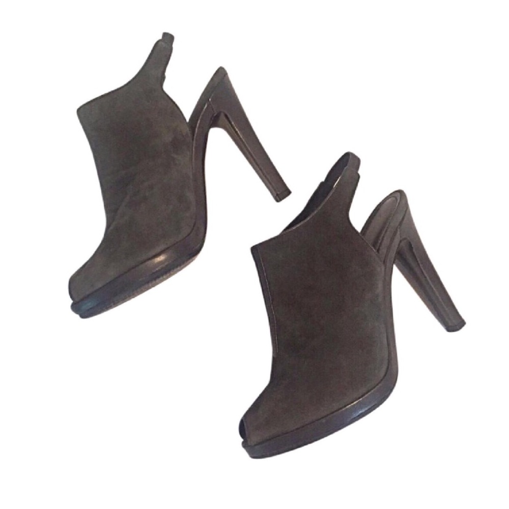 Jil Sander Grey Suede Peep Toe Slingback